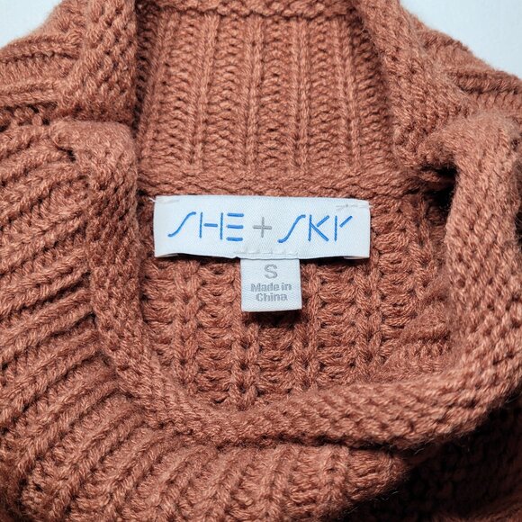 SHE + SKY Sweater Vest Rust Sleeveless Cable Knit Womens Size Small - Picture 7 of 8